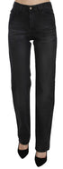 Just Cavalli Black Washed High Waist Straight Denim Pants Jeans